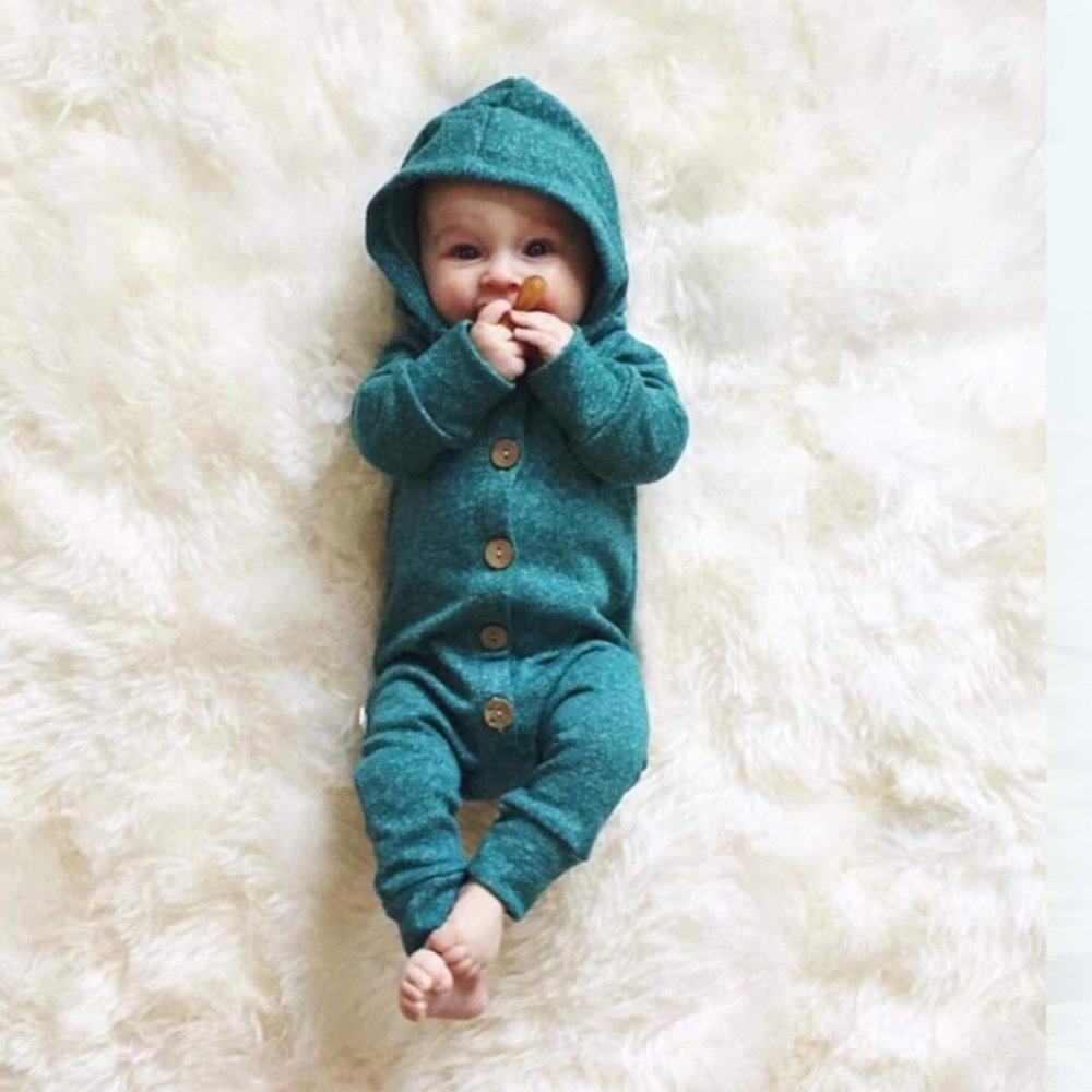 Newborn Long Sleeve Hooded Romper Jumpsuit Top 0-6M 💚